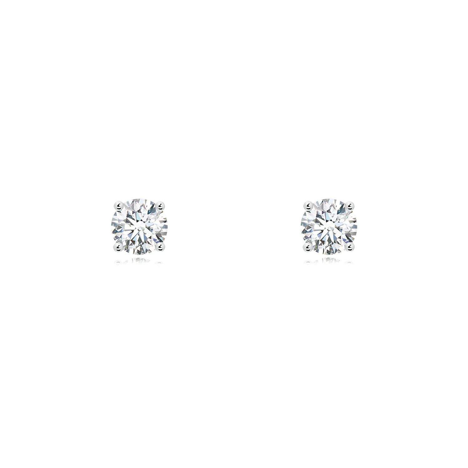 Basket-Set Solitaire Diamond Stud Earrings in 14K White Gold (G, VS2 - 0.46CT. TW.) | Angara | Angara US