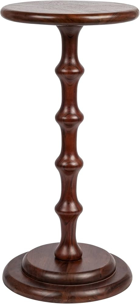 Creative Co-Op Ergo Pedestal Cocktail Side Table, Dark Chestnut | Amazon (US)