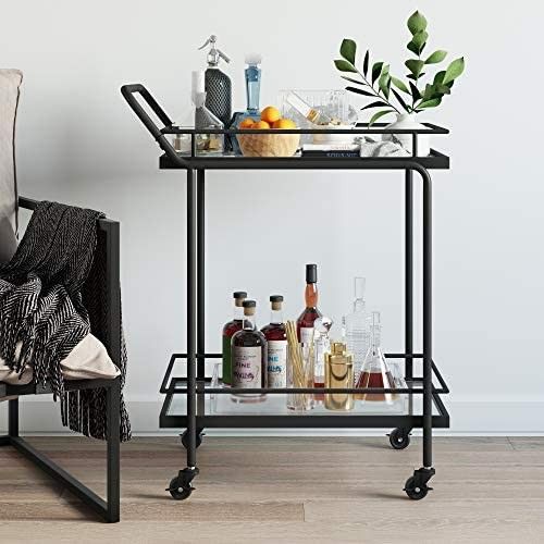 Nathan James Sally Rolling Bar or Cart for Tea or Cocktail, 2-Tiered Glass and Metal, Black AMAZON  | Amazon (US)