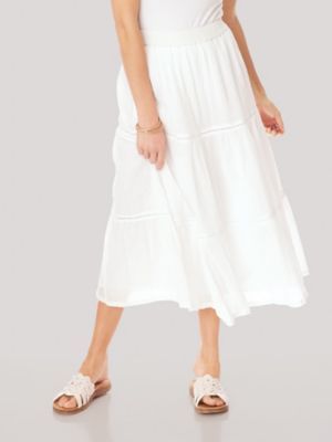 Blair Women's Plus Gauze Tiered Skirt, White 2XL | Blair