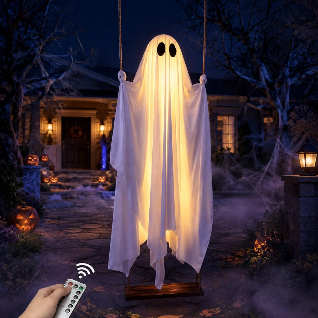 4.5ft Hanging Swing Ghost Lighted Outdoor Halloween Decor with Remote | Amazon (CA)