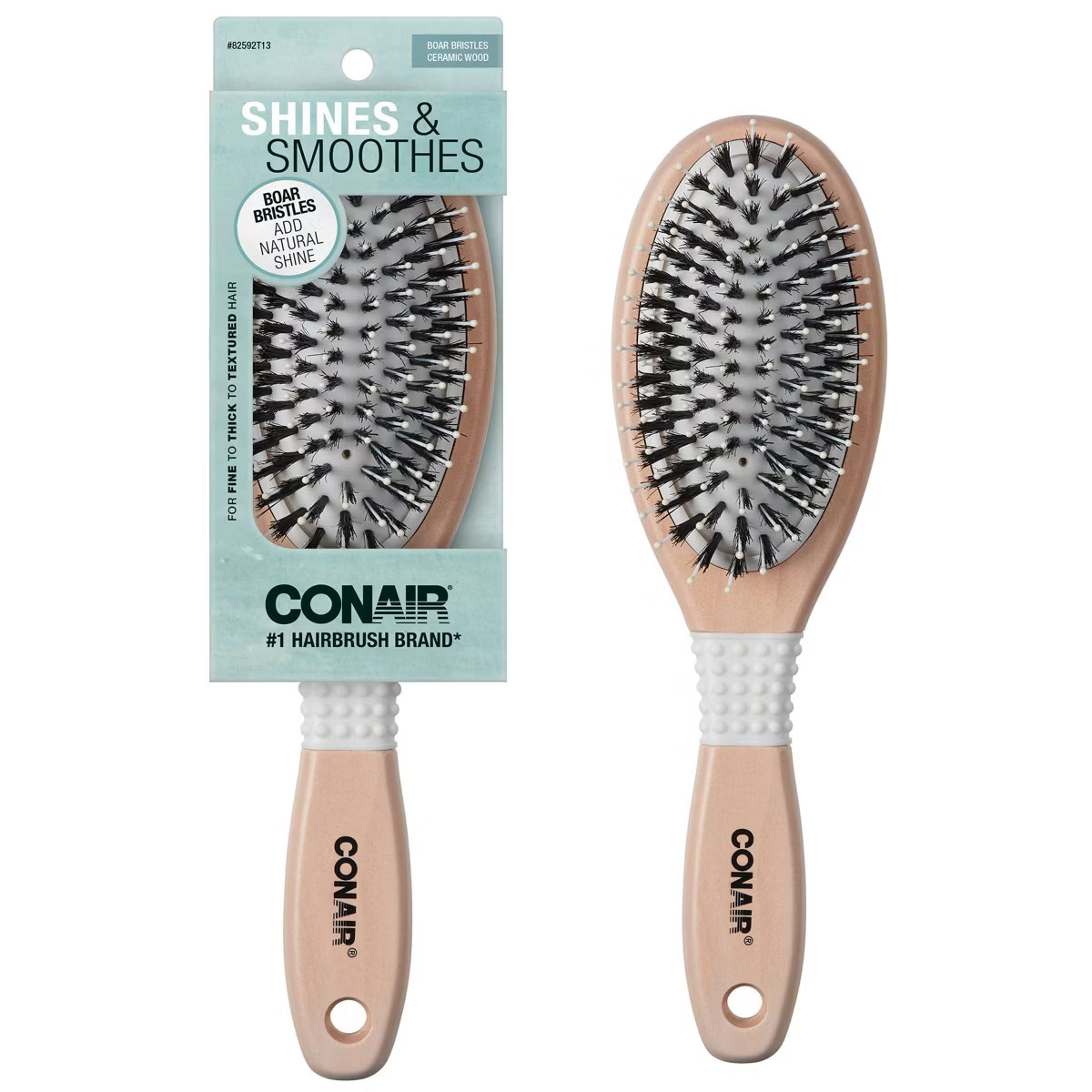 Conair Ceramic Wood Nylon & Boar Bristle Cushion Hair Brush - All Hair | Target