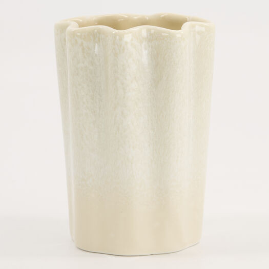 Off White Scallop Tumbler 11x8cm | TK Maxx