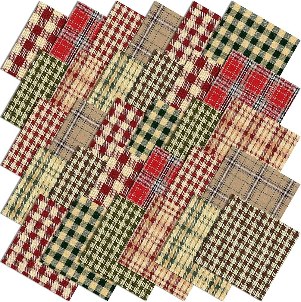 60 Pcs 10 x 10 Inch Vintage Christmas Quilting Fabric Plaid Homespun Cotton Fabric Jelly Squares ... | Amazon (US)