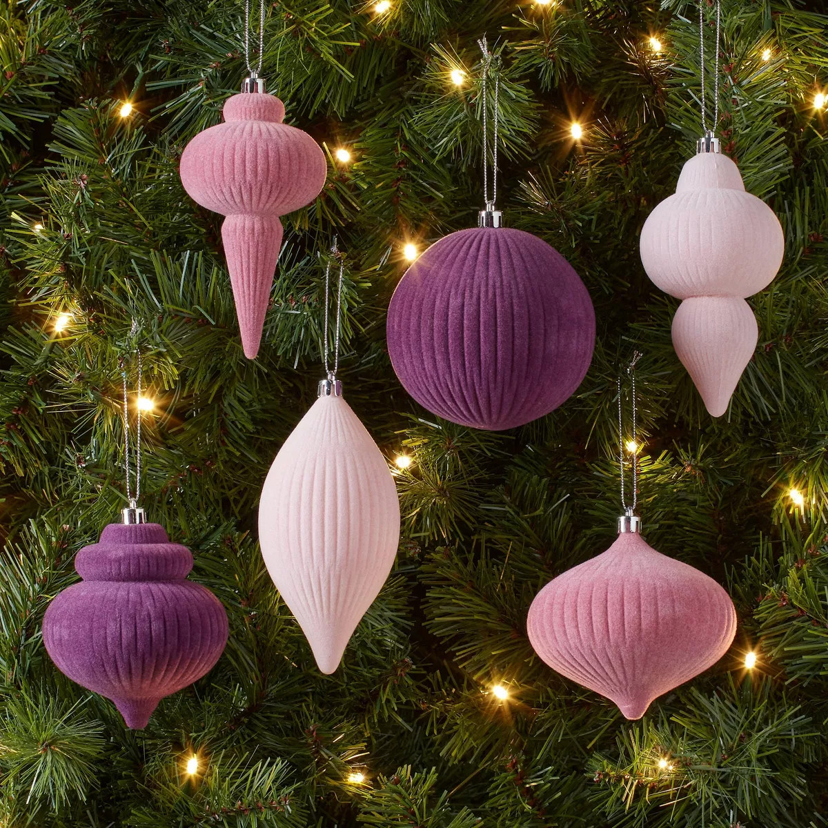 Flocked Finial Christmas Tree Ornament Set 6pc - Wondershop™ | Target