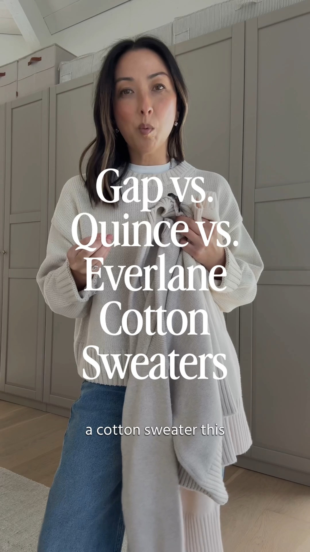 Comparing cotton sweaters fro
Gap, Quince, and Everlane

Gap petite small - oversized, cropped, drop shoulder, chunky. 

Quince xs or small (I have both) - medium weight of the 3. Simple, nothing really stands out. Great price great quality. 

Everlane xs - thinnest of the 3. Layers beautifully. Stunning drape. My most-worn.

#LTKmomlife #LTKOver40 #LTKPetite