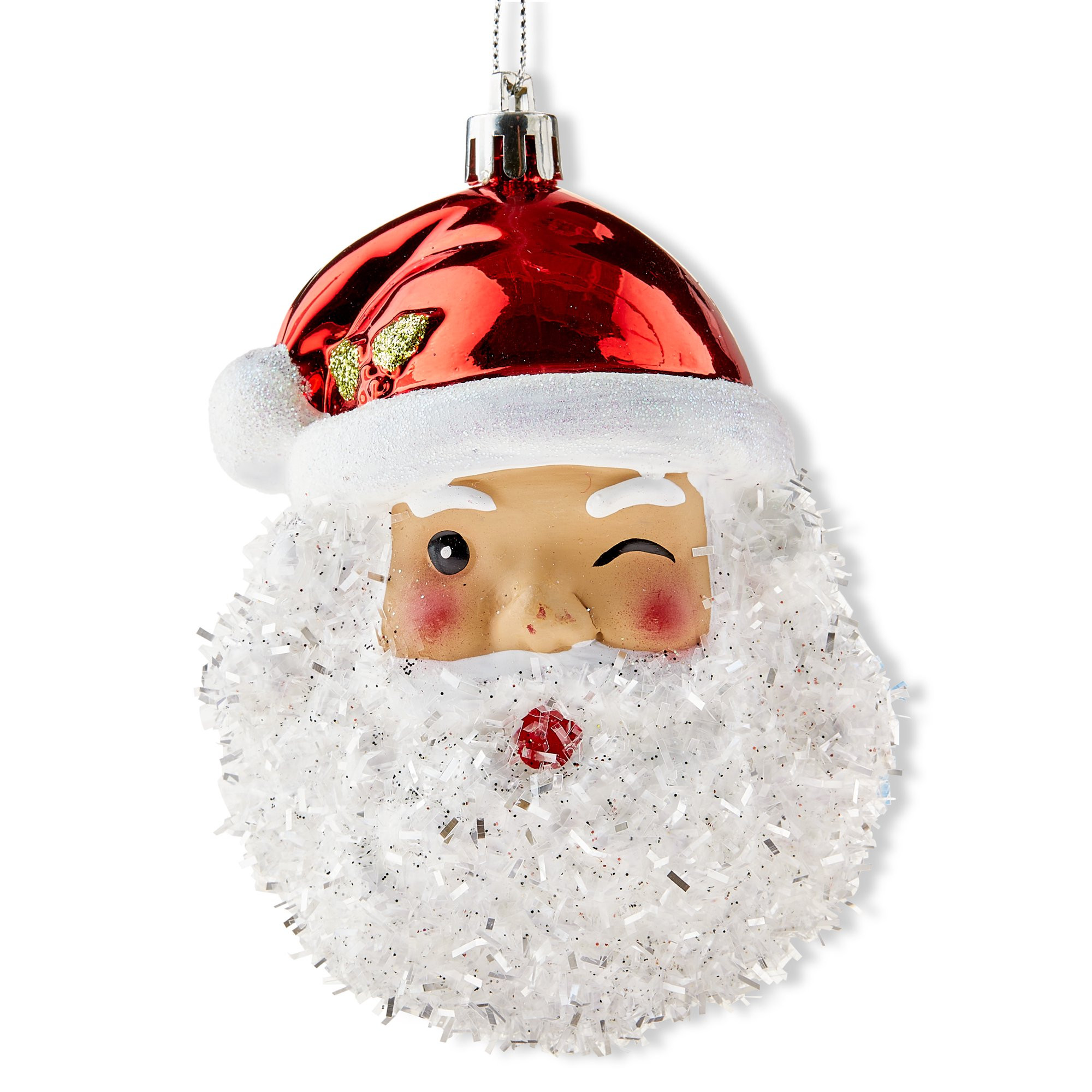 Red and White Tinsel Santa Christmas Ornament, 4.5 in, by Holiday Time | Walmart (US)