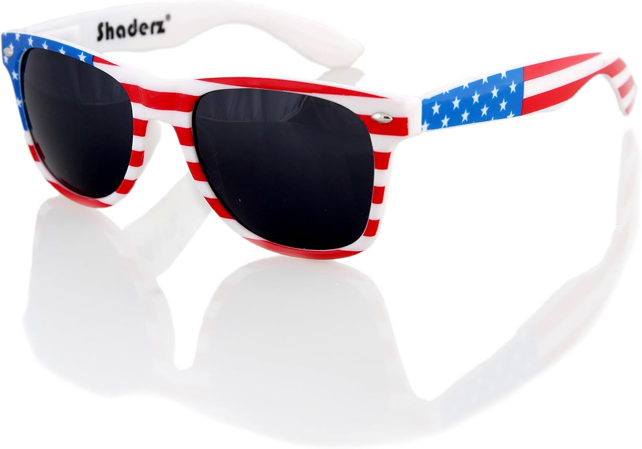 SHADERZ Classic Eyewear Retro 80's American USA Flag 4th of July Frame Sunglasses | Amazon (US)
