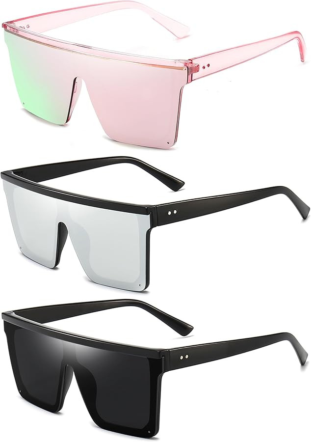 Dollger Square Oversized Sunglasses for Women Men Fashion Flat Top Big Black Frame Shades | Amazon (US)