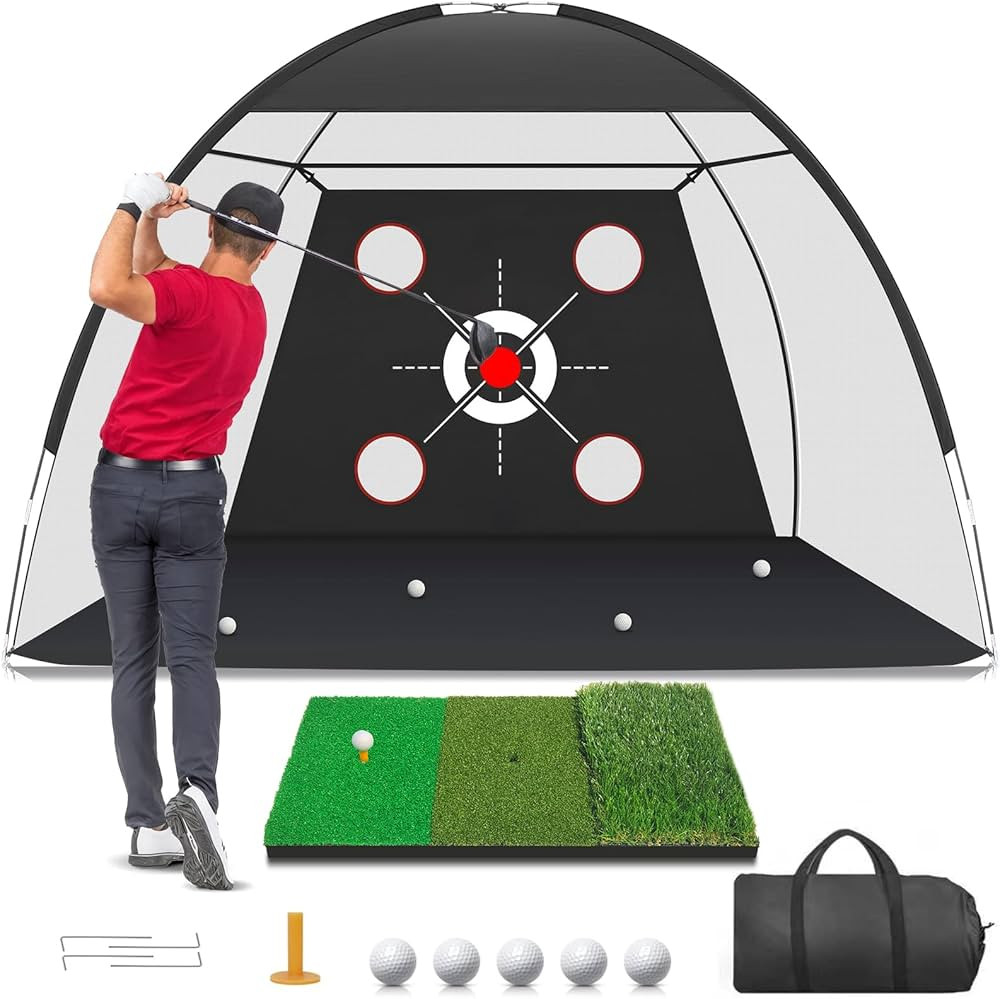 Golf Net, 10x7FT with Golf Practice Mat, Hitting Aid Nets for Backyard Driving Chipping Training ... | Amazon (US)