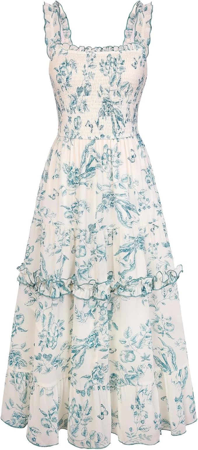 SCARLET DARKNESS Floral Dress for Women 2026 Flowy Sundress Smocked Cottagecore Dresses | Amazon (US)