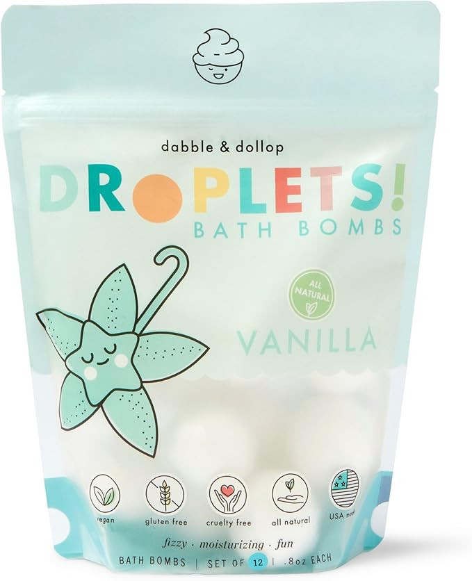Dabble & Dollop Vanilla Bath Bombs, 100% Natural Bath Bombs for Kids - USA Made, Fizzy, Moisturiz... | Amazon (US)