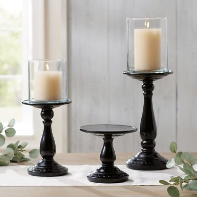 Black Pedestal Stands, Set of Three | Grandin Road | Grandin Road