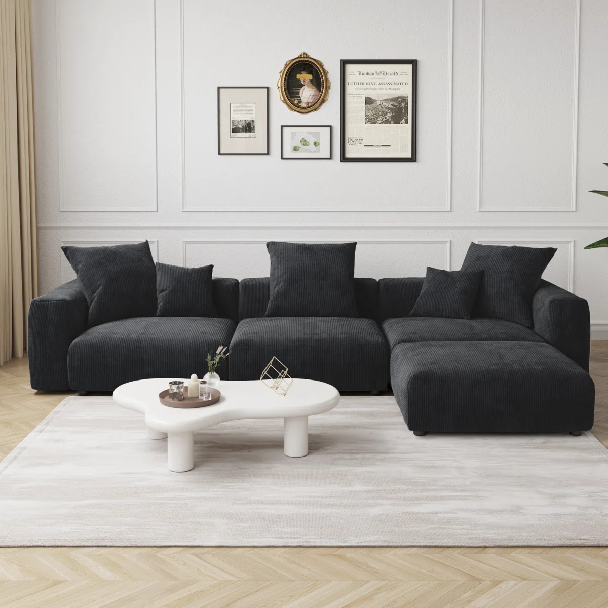 Nikodemos 4-Person Corduroy L-Shaped Sectional | Wayfair North America