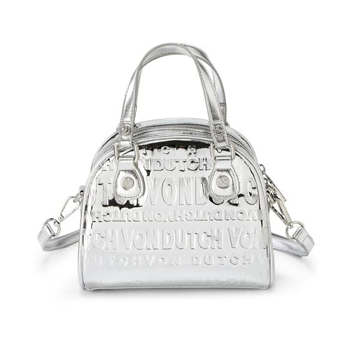 Von Dutch Womens Reflective Bowling Bag Purse - Stylish Women's Handbag with Adjustable Strap, Spacious Interior, and Iconic Logo Design (Silver Foil Reflective) | Amazon (US)