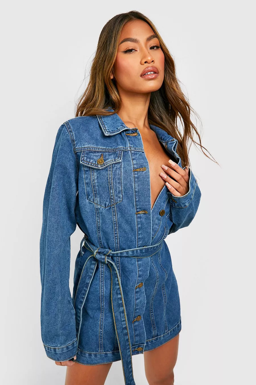 Belted Western Denim Micro Mini Shirt Dress | Boohoo.com (US & CA)