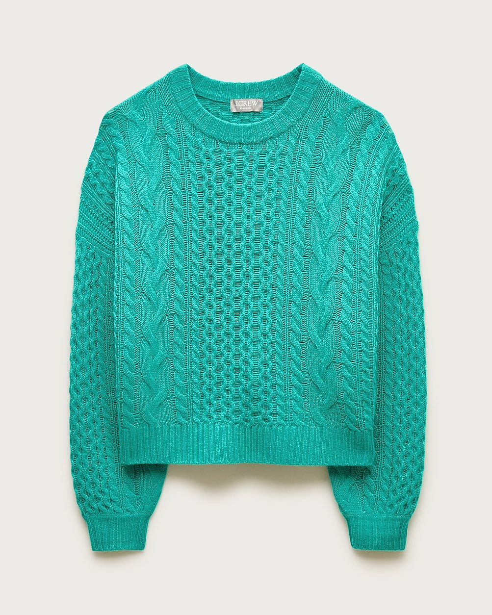 Cashmere cable-knit blouson-sleeve sweater | J. Crew US