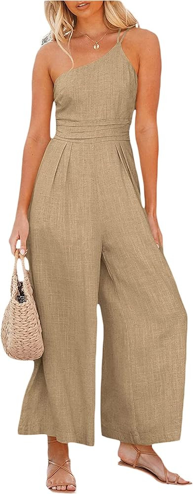 Women Casual Wide Leg Jumpsuit One Should Spaghetti Strap Lounge Jumpsuit Romper Playsuits | Amazon (US)