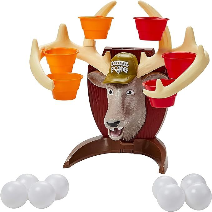 Deer Pong Game, Features Talking Deer Head and Music, Includes 6 Party Cups and 8 Balls, Fun Fami... | Amazon (US)