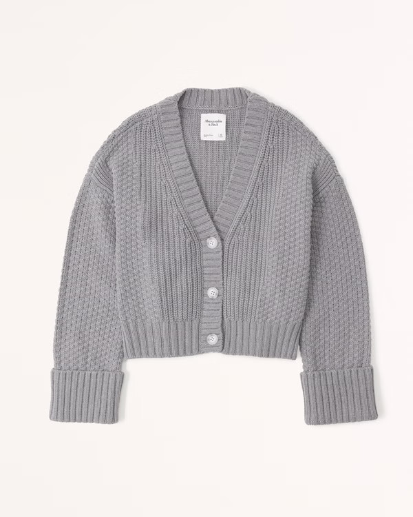 Cotton-Blend Seed Stitch Cardigan | Abercrombie & Fitch (US)