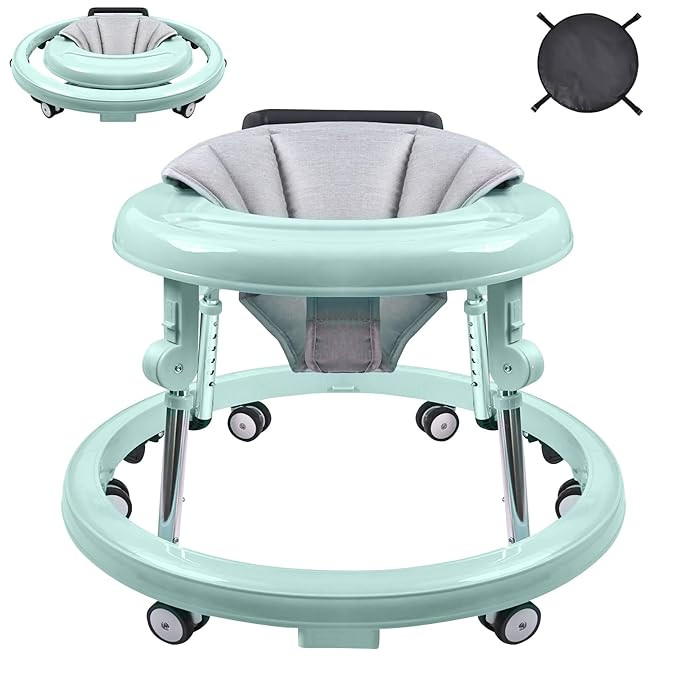 Baby Walker, Foldable 9-Gear Height Adjustable Baby Walker with Wheels, Infant Toddler Walker wit... | Amazon (US)