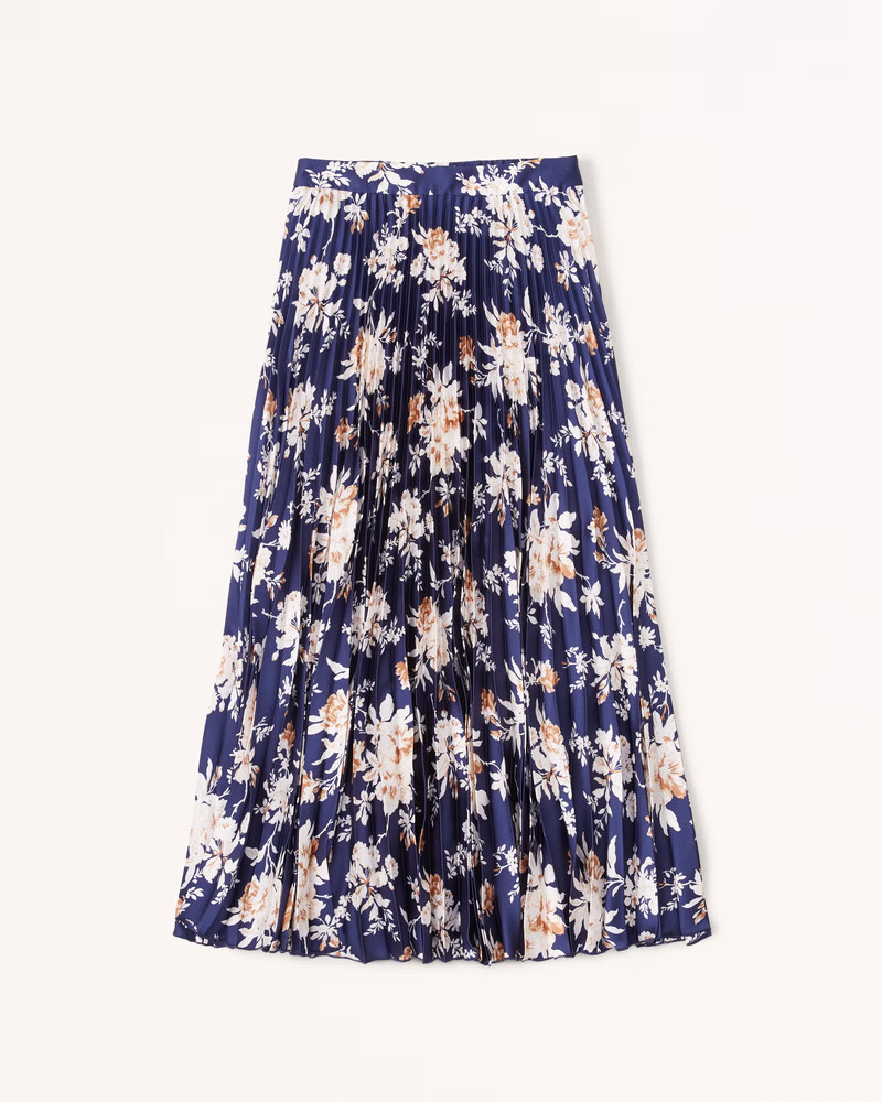 Satin Pleated Midi Skirt | Abercrombie & Fitch (US)