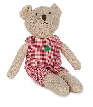 14" Knit Red Checked Christmas Bear Doll | Dillard's