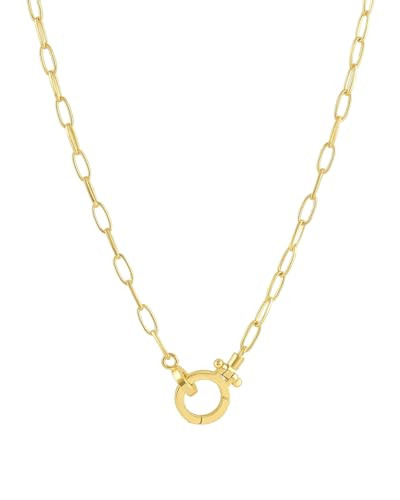 gorjana Women's Parker Mini Paperclip Link Chain Necklace, 18K Gold Plated, Chunky Clasp | Amazon (US)