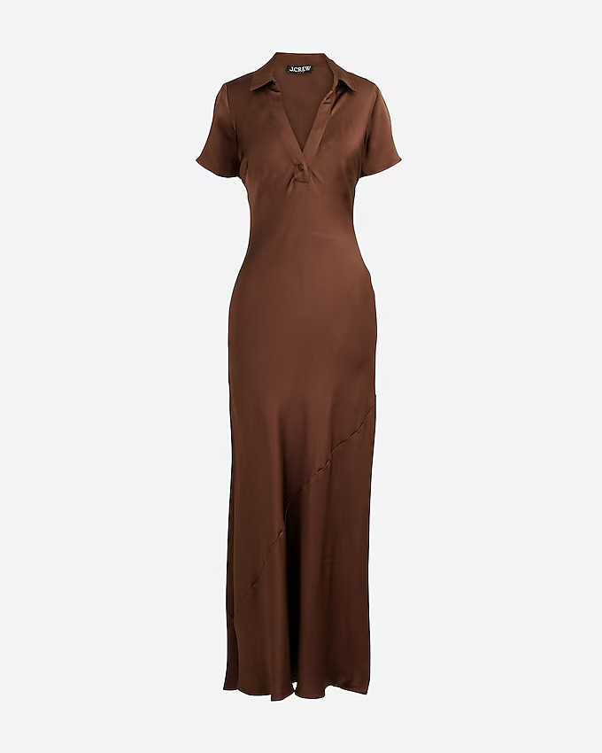 Short-sleeve maxi slip dress in luster crepe | J. Crew US