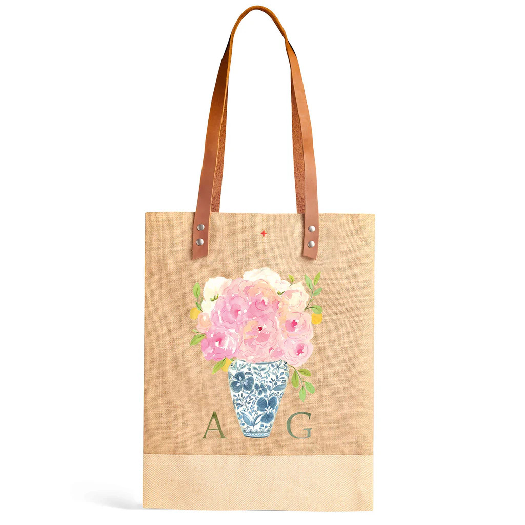 Wine Tote in Natural Bouquet with Porcelain Vase by Amy Logsdon Only available once per year | Apolis