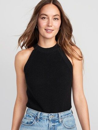 Sleeveless Cropped Shaker-Stitch Sweater for Women | Old Navy (US)