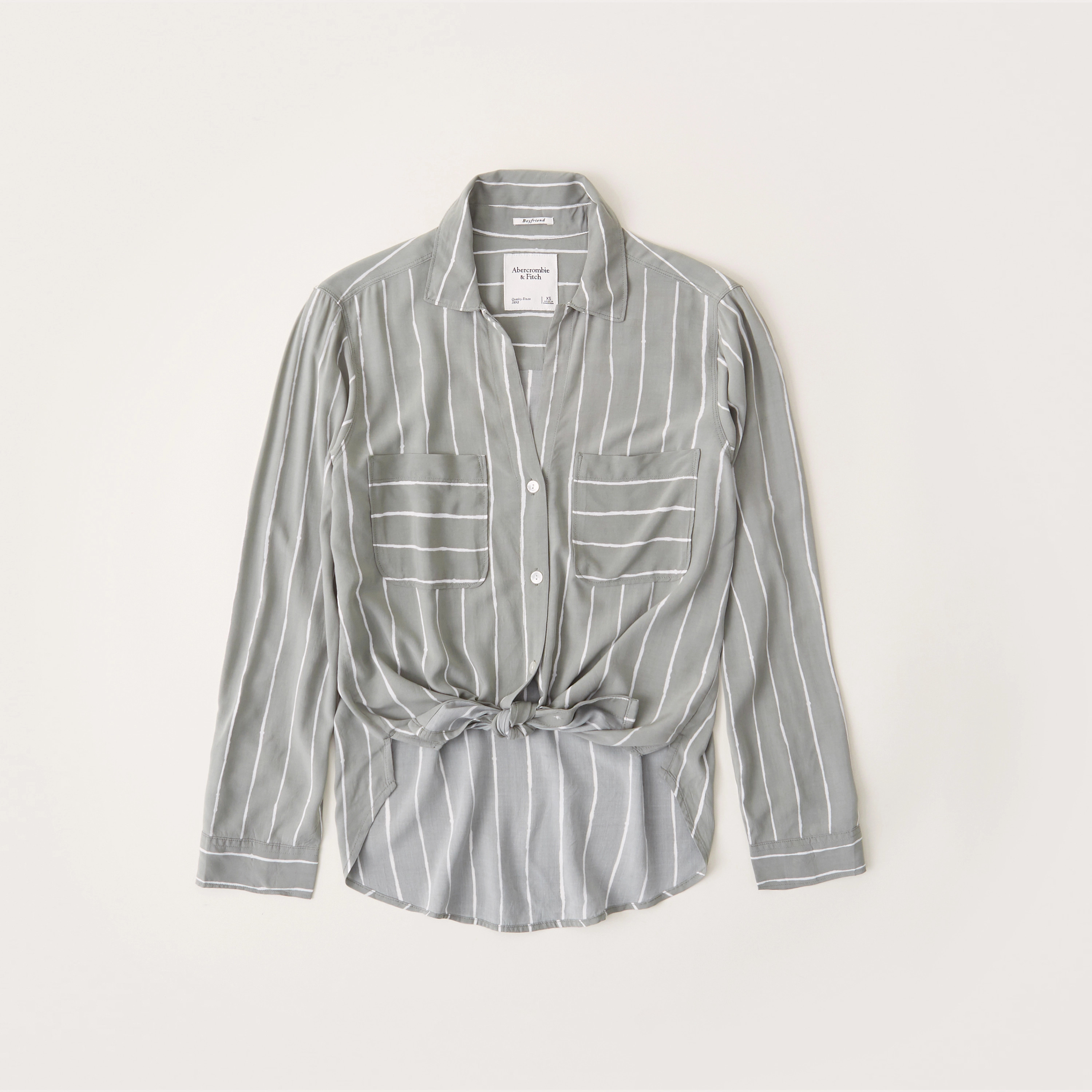 Long-Sleeve Tie-Front Shirt | Abercrombie & Fitch (US)