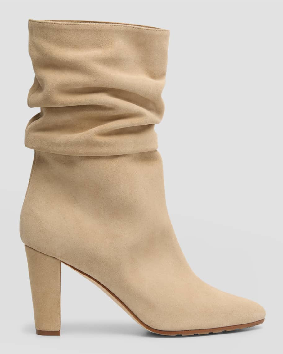 Manolo Blahnik Calasso Suede Slouchy Mid Booties | Neiman Marcus