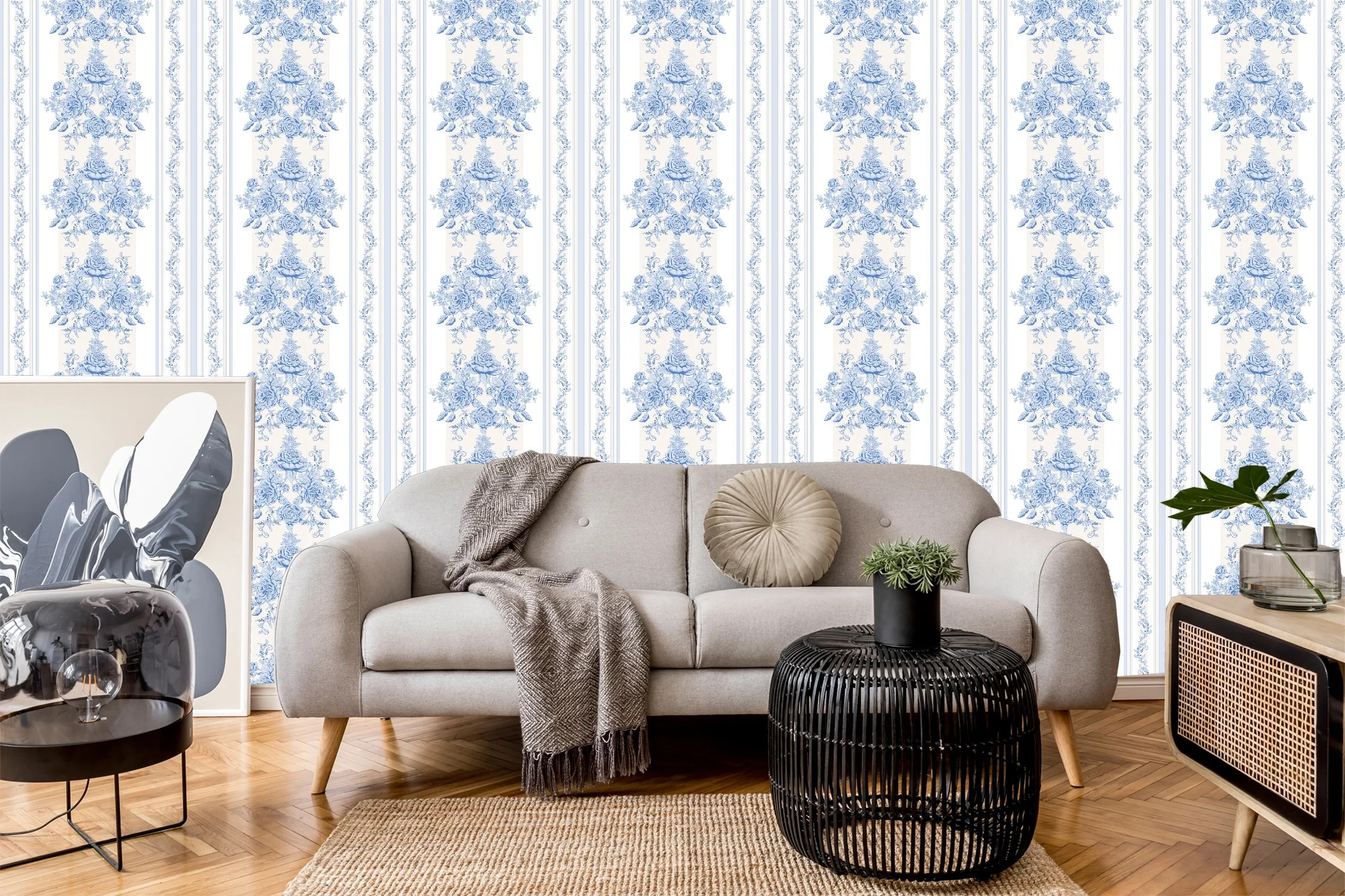 MuralsPrint Blue Victorian French Peel and Stick Wallpaper, Eco-friendly Removable Wallpaper 10'L... | Walmart (US)