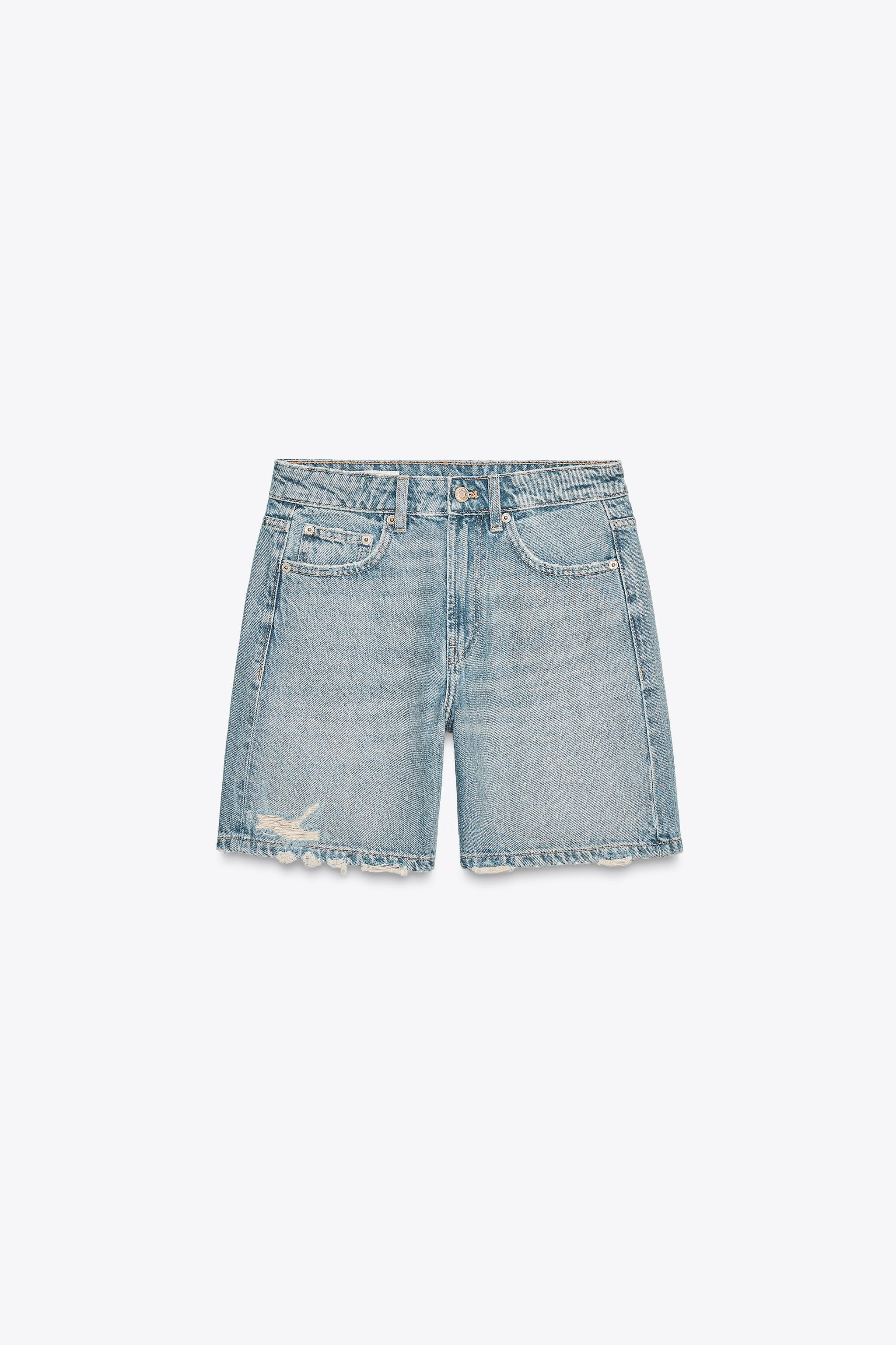 TRF MID-WAIST DENIM BERMUDA SHORTS | Zara US