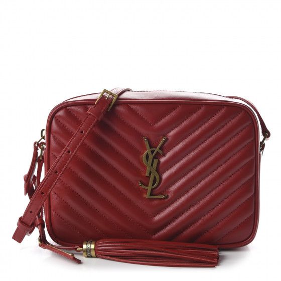 SAINT LAURENT Calfskin Matelasse Monogram Lou Camera Bag Rouge Eros | Fashionphile