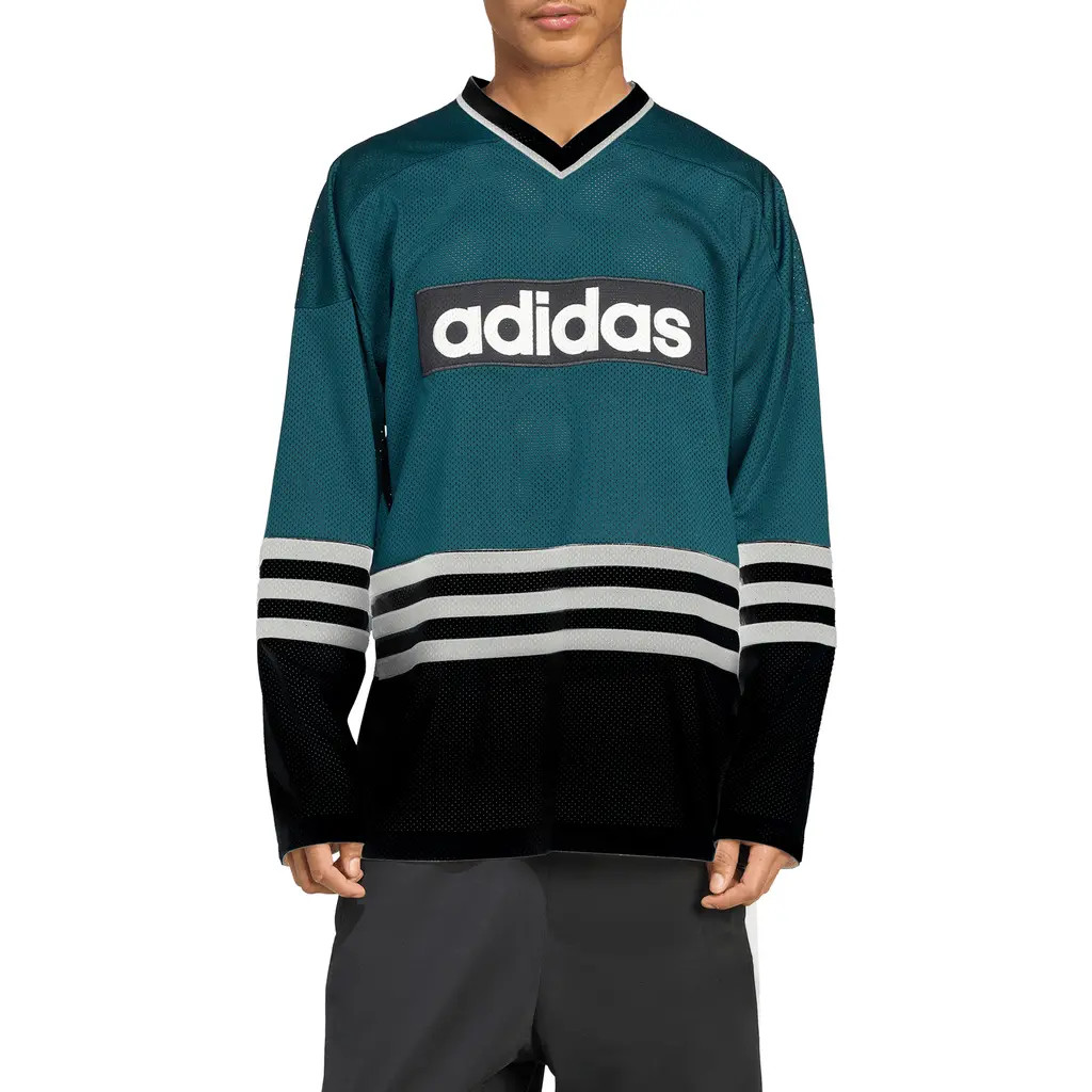 adidas Oversize Mesh Hockey Jersey in Aurivy at Nordstrom, Size X-Large | Nordstrom
