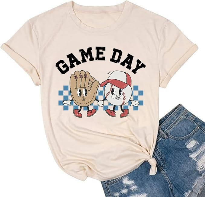 Baseball Shirts Women Baseball Mom Tshirt Baseball Game Day Graphic Tee Funny Short Sleeve Tops | Amazon (US)