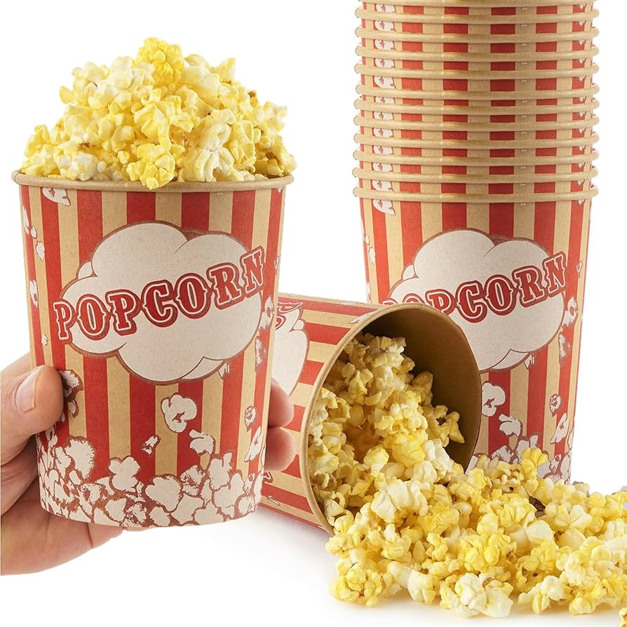 Stock Your Home 32 Oz Kraft Popcorn Buckets (25 Count) - Greaseproof Vintage Style Popcorn Cups -... | Amazon (US)