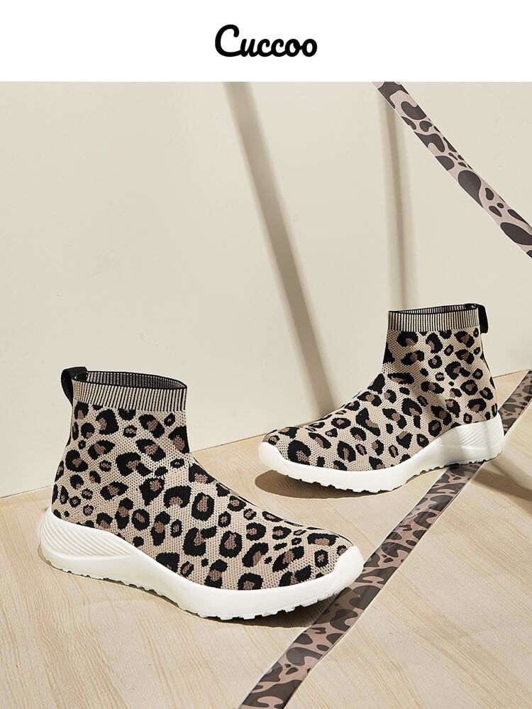 Cuccoo Leopard Pattern High Top Slip On Sneakers | SHEIN