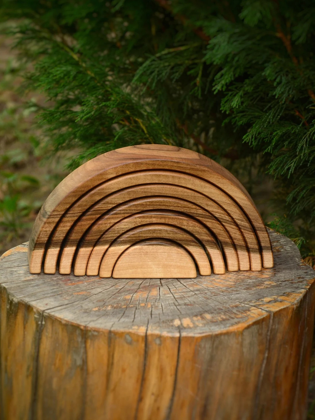 Wooden Rainbow Arch Stacker : Educational Montessori Pyramid for 2 3 Year Old, Waldorf Toddler To... | Etsy (US)