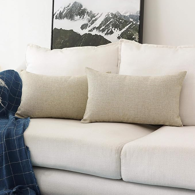 HOME BRILLIANT Lined Linen Burlap Rectangular Accent Throw Pillow Covers Cushion Cover for Couch ... | Amazon (US)