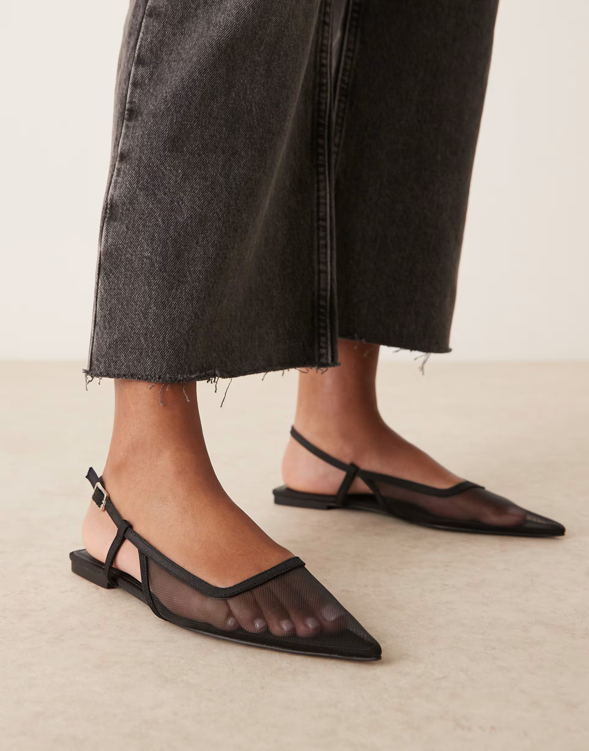 ASOS DESIGN Lorraine slingback ballet in black mesh | ASOS (Global)