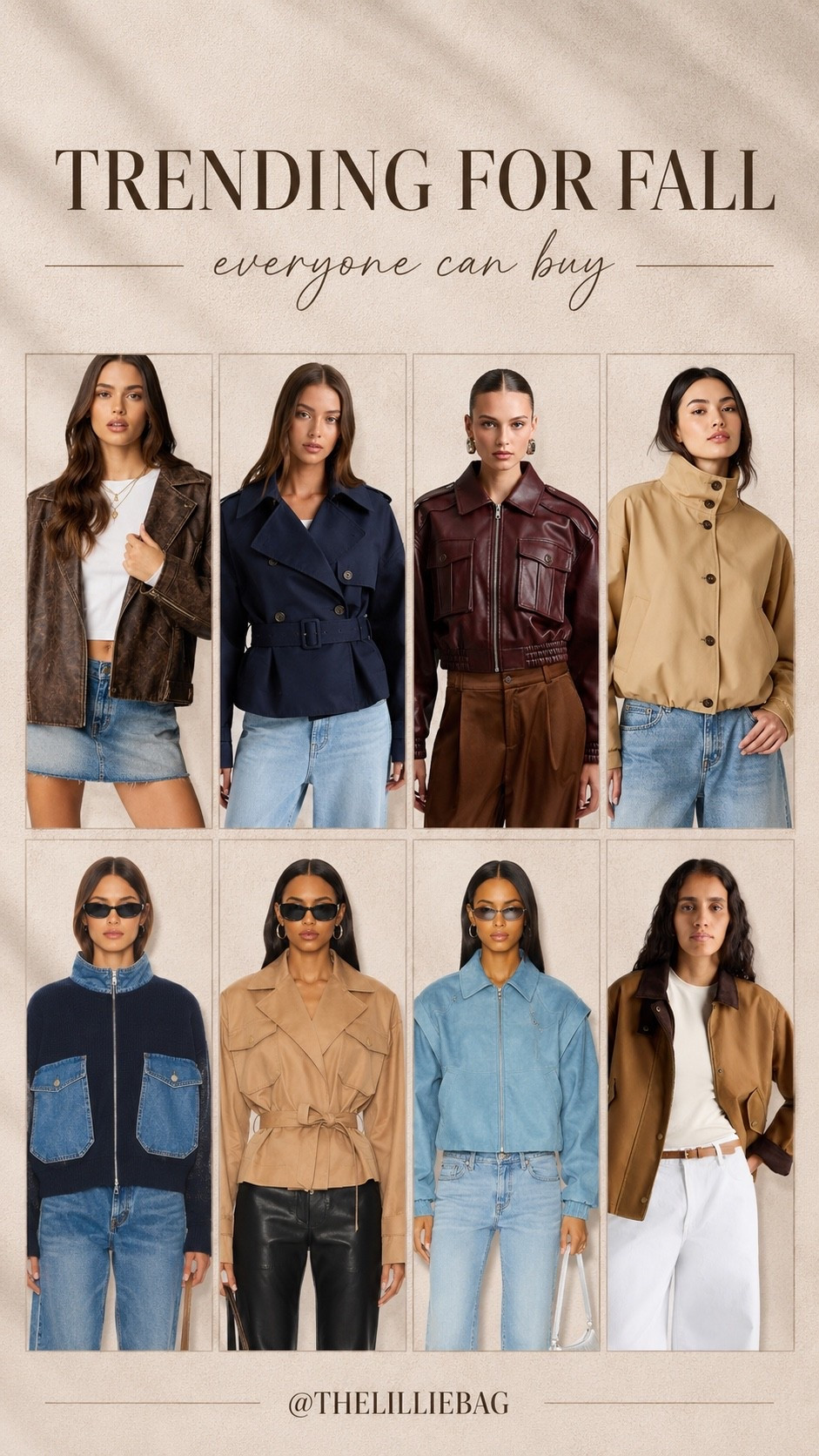 Fall jackets trending NOW!  🍂🤎 These are exactly the kind of layers that make a simple jeans + tee outfit feel instantly more elevated. Suede, denim, utility styles, rich chocolate brown + navy… fall trends I’ll actually wear 🙌🏼





fall jackets 2026, women’s fall jackets, fall fashion trends, trending jackets, transitional jackets, suede jacket, leather jacket, denim jacket, utility jacket, barn jacket, trench jacket, chocolate brown fashion, casual fall outfits, elevated fall style, women’s fall fashion

#LTKSeasonal #LTKTravel #LTKWorkwear
