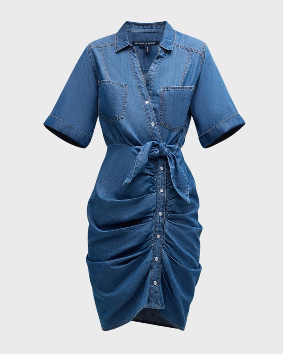 Hensley Ruched Chambray Dress | Neiman Marcus