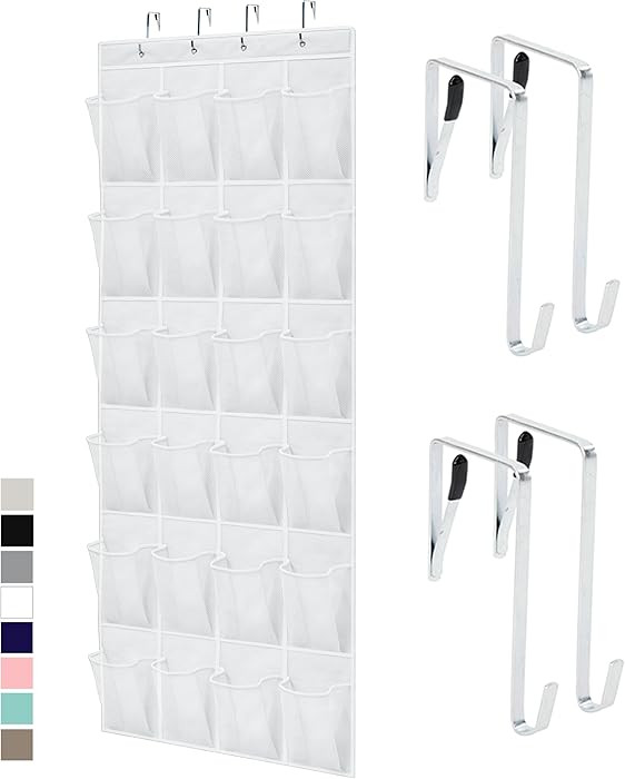 GORILLA GRIP Over the Door Shoe Organizer, 24 Large Pockets, White | Amazon (US)