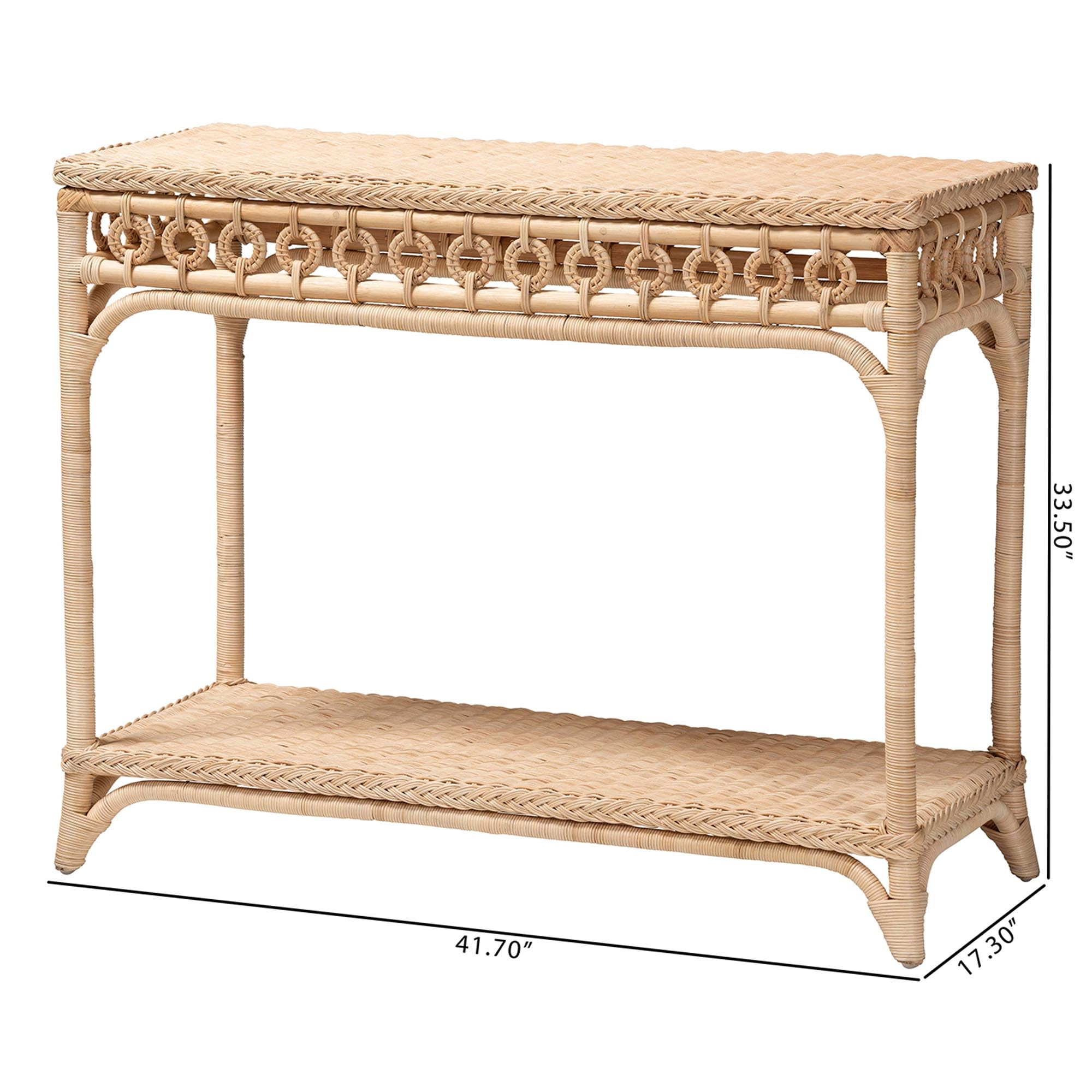 bali & pari Oxford Braided Natural Rattan Console Table with Open Shelf | Amazon (US)
