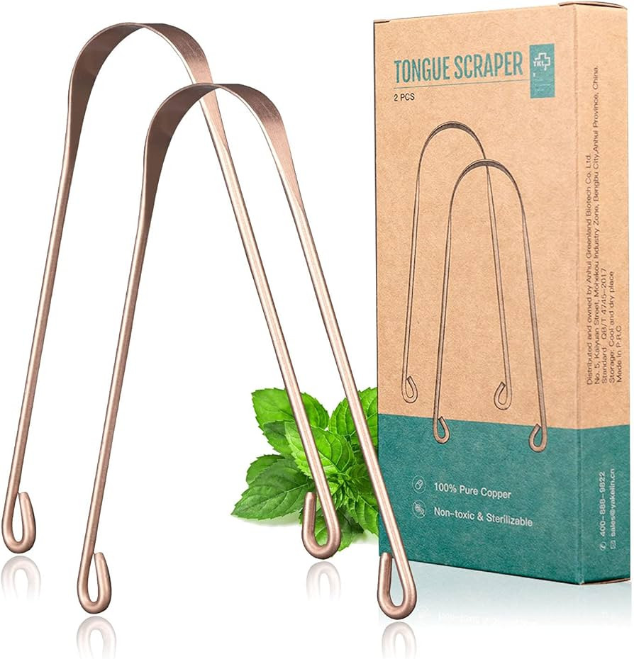 Y-Kelin 2 Pcs Copper Tongue Scraper Tongue Brush for Oral Care (2 pcs Copper) | Amazon (UK)