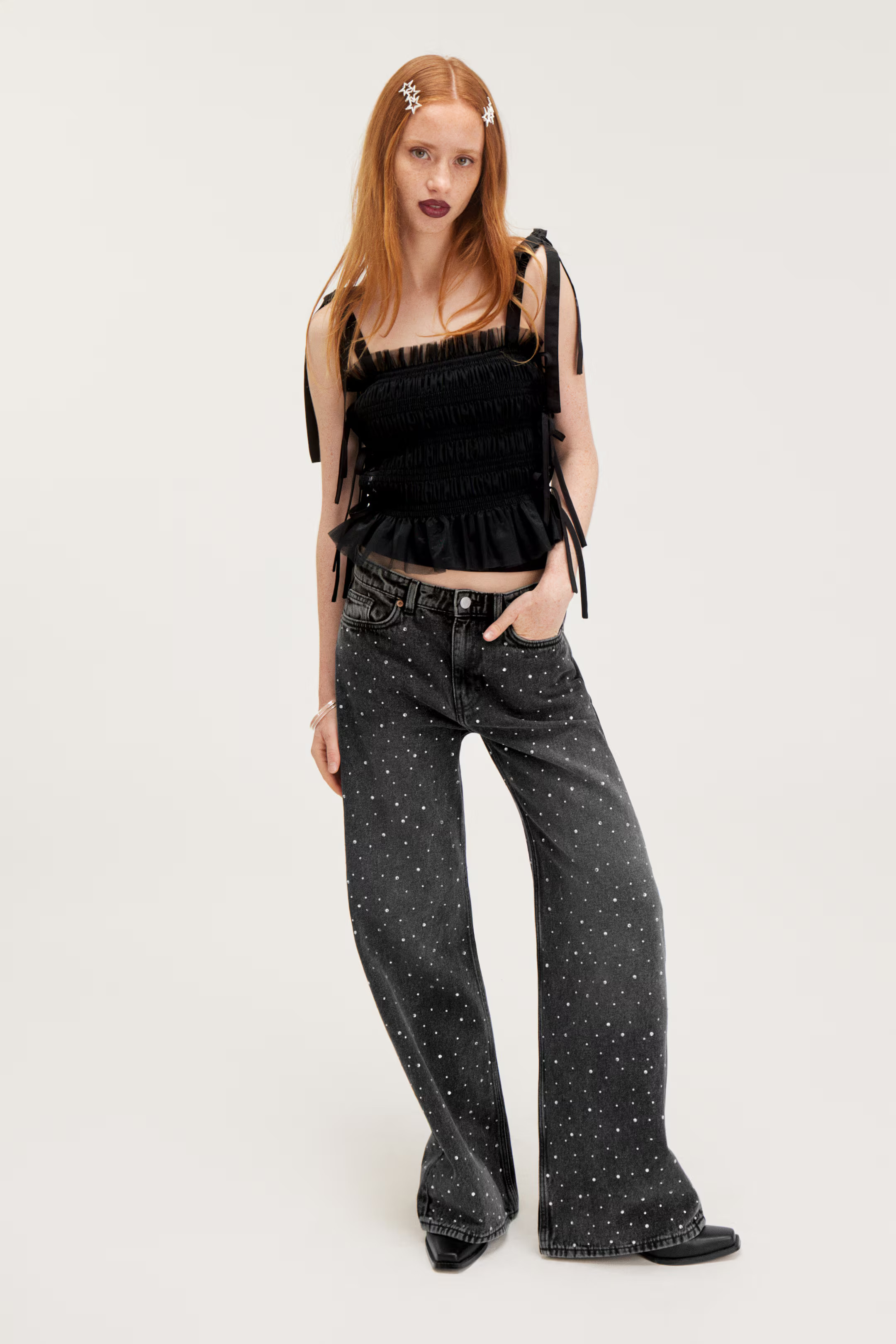 Paz Mid Straight Embellished Jeans | H&M (UK, MY, IN, SG, PH, TW, HK)