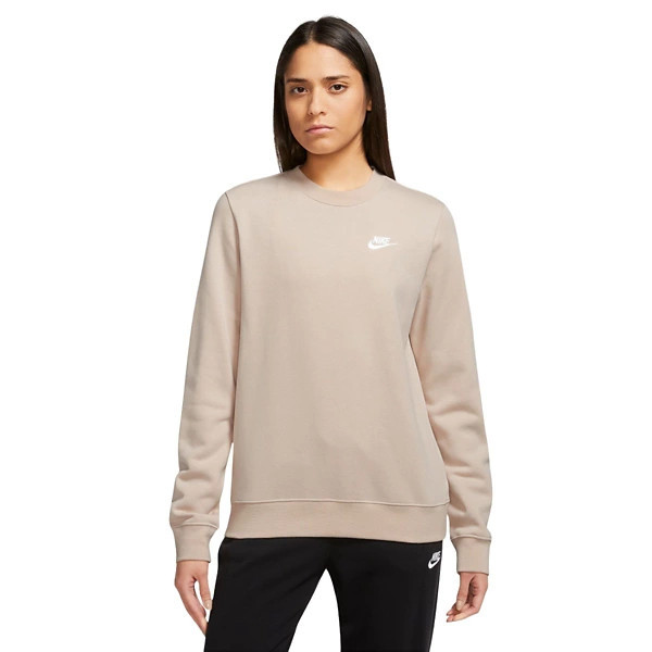 Women's Nike Sportswear Club Fleece Crewneck Sweatshirt XSmall Sanddrift/White | Scheels